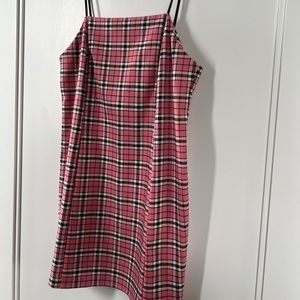 Cute Pink Plaid Mini Dress